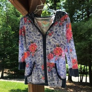 Free People Zip up Hoodie, with pockets and Hood